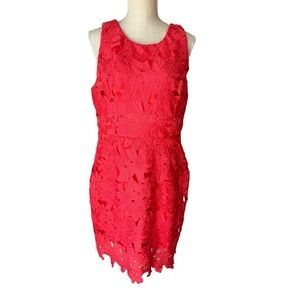 ASTR‎ Womens Red Short Sleeve Lace Sheath Midi Dress Size XL